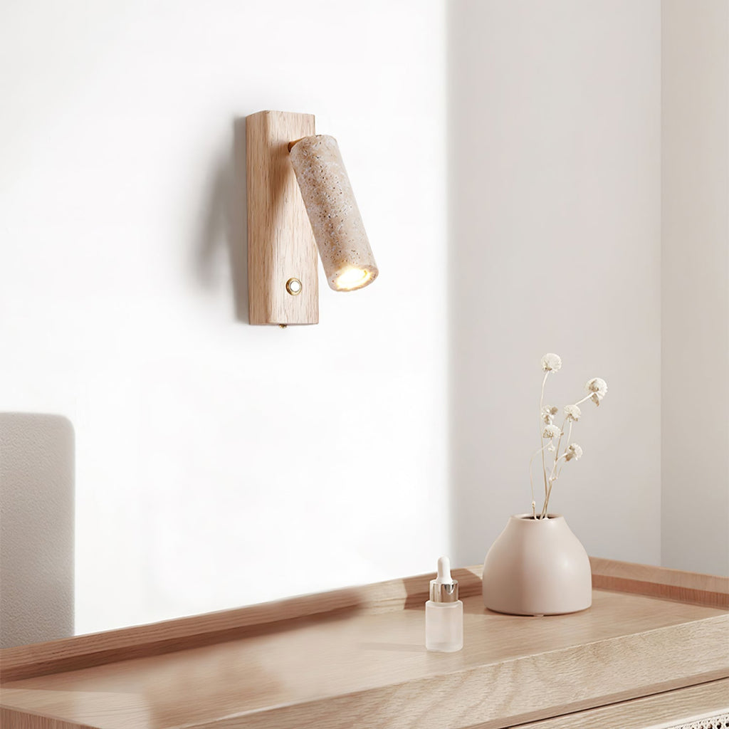 Ornoria Cylindrical Travertine Wall Light SpotLight | Fioriscas