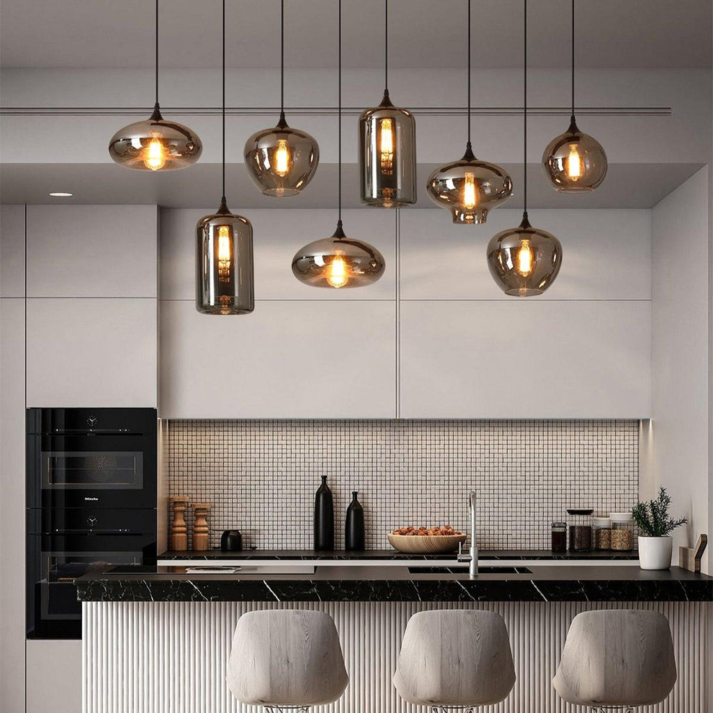 June Minimalist Bottle Glass Pendant Light Smoke Gray | Fioriscas