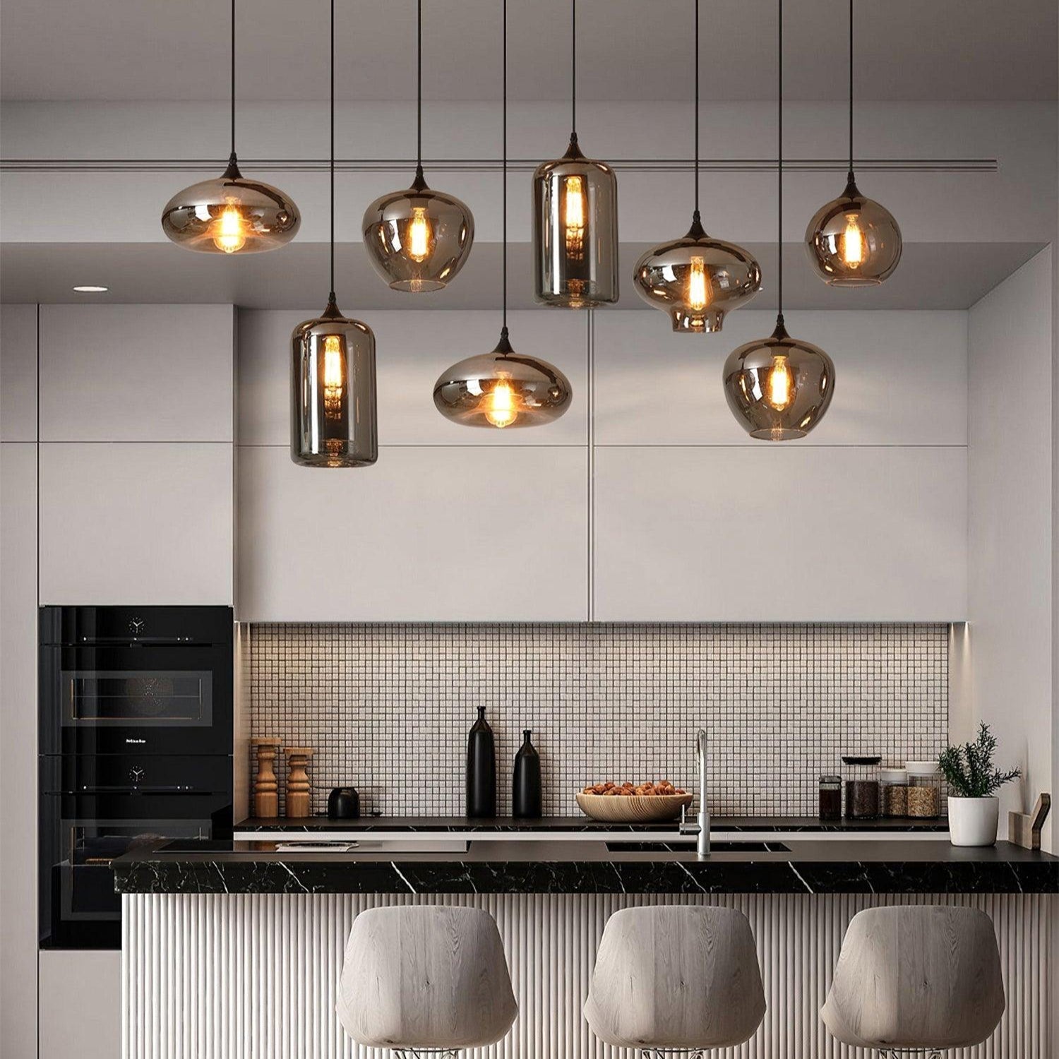 June Minimalist Bottle Glass Pendant Light Smoke Gray | Fioriscas