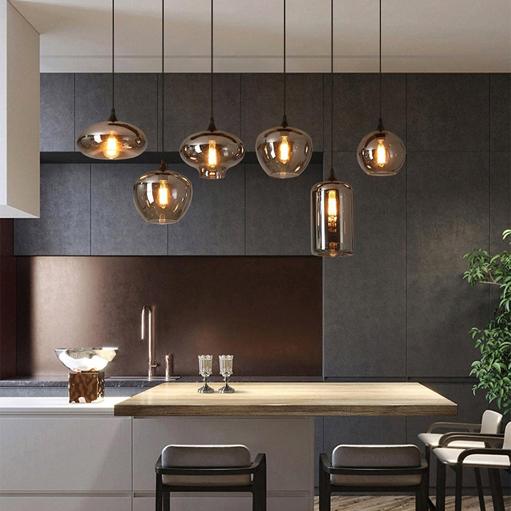 June Minimalist Bottle Glass Pendant Light Smoke Gray | Fioriscas