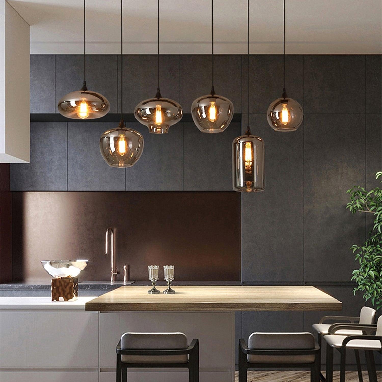 June Minimalist Bottle Glass Pendant Light Smoke Gray | Fioriscas