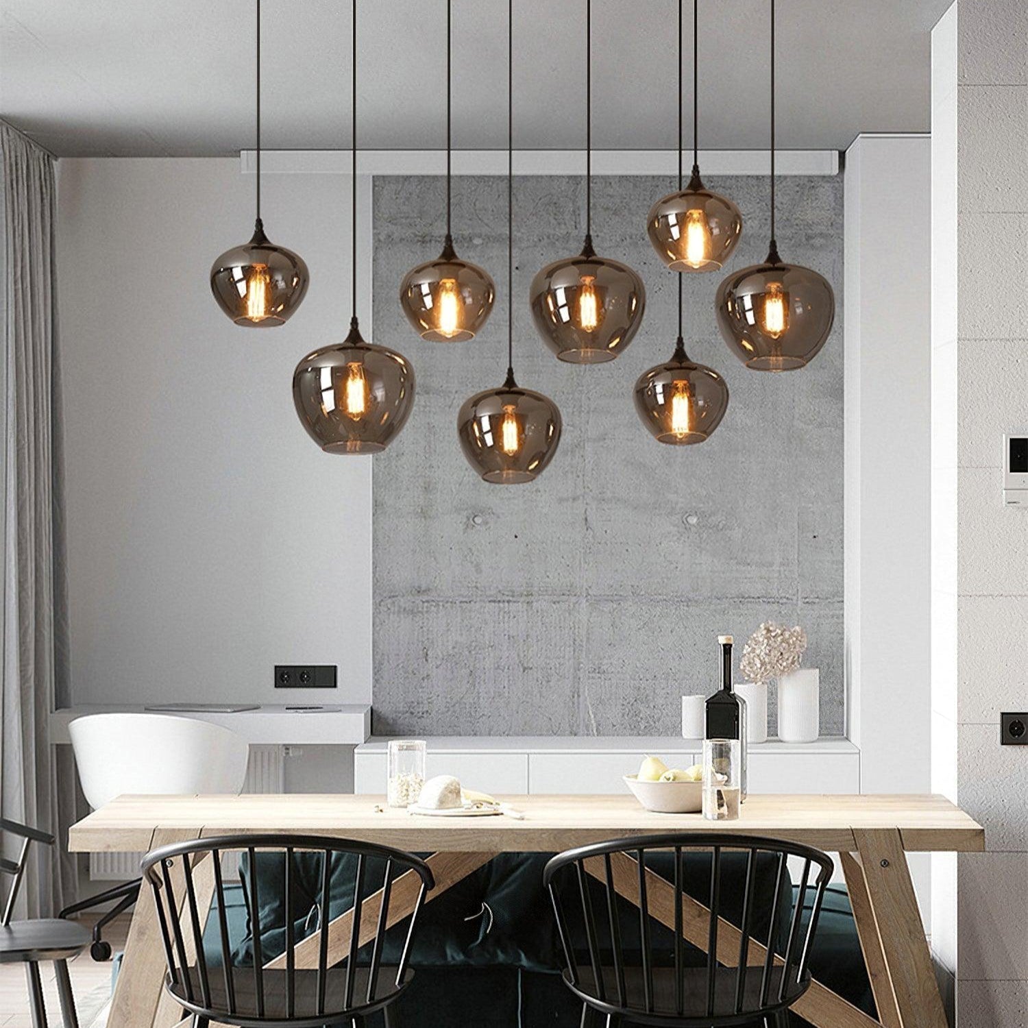 June Minimalist Bottle Glass Pendant Light Smoke Gray | Fioriscas