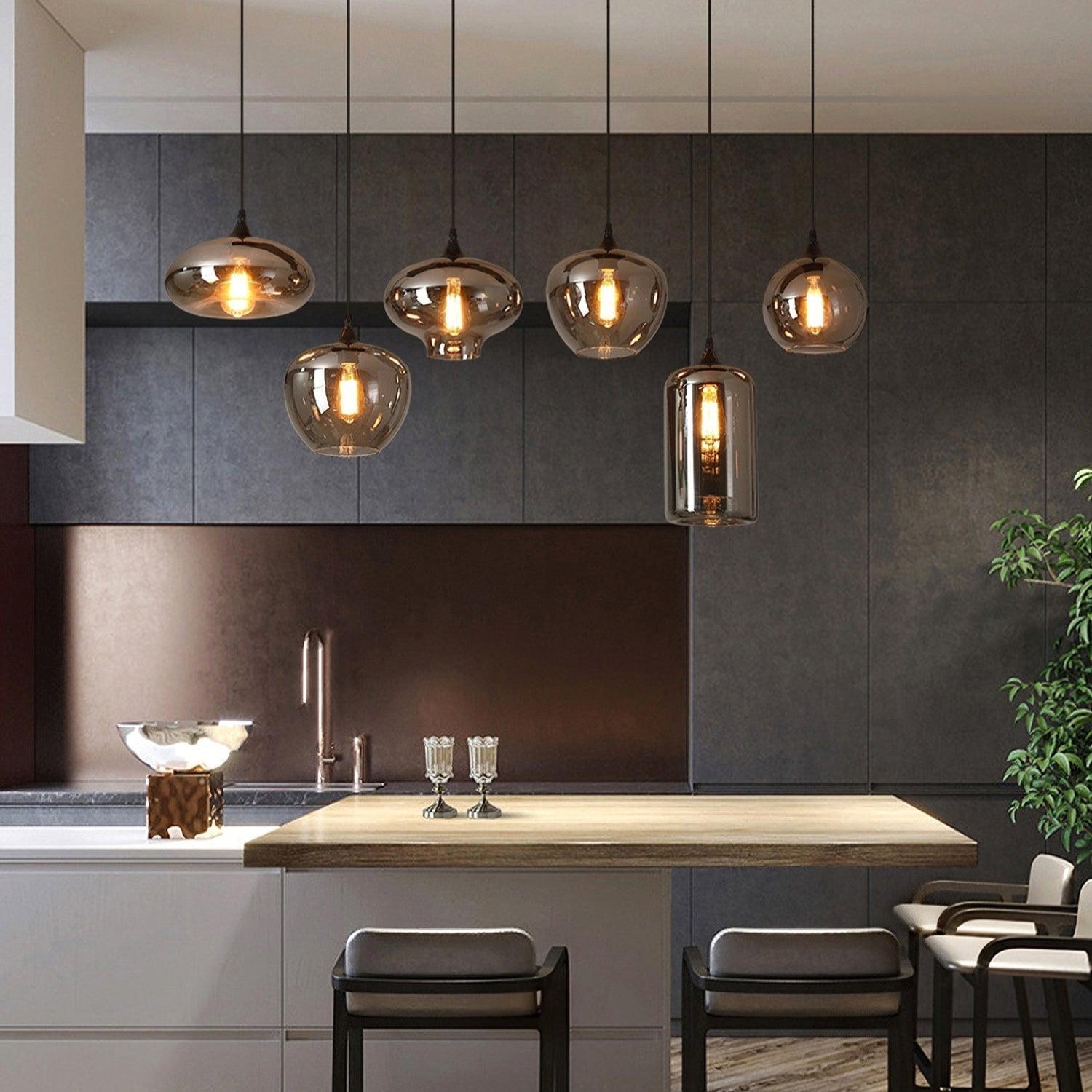 June Minimalist Bottle Glass Pendant Light Smoke Gray | Fioriscas