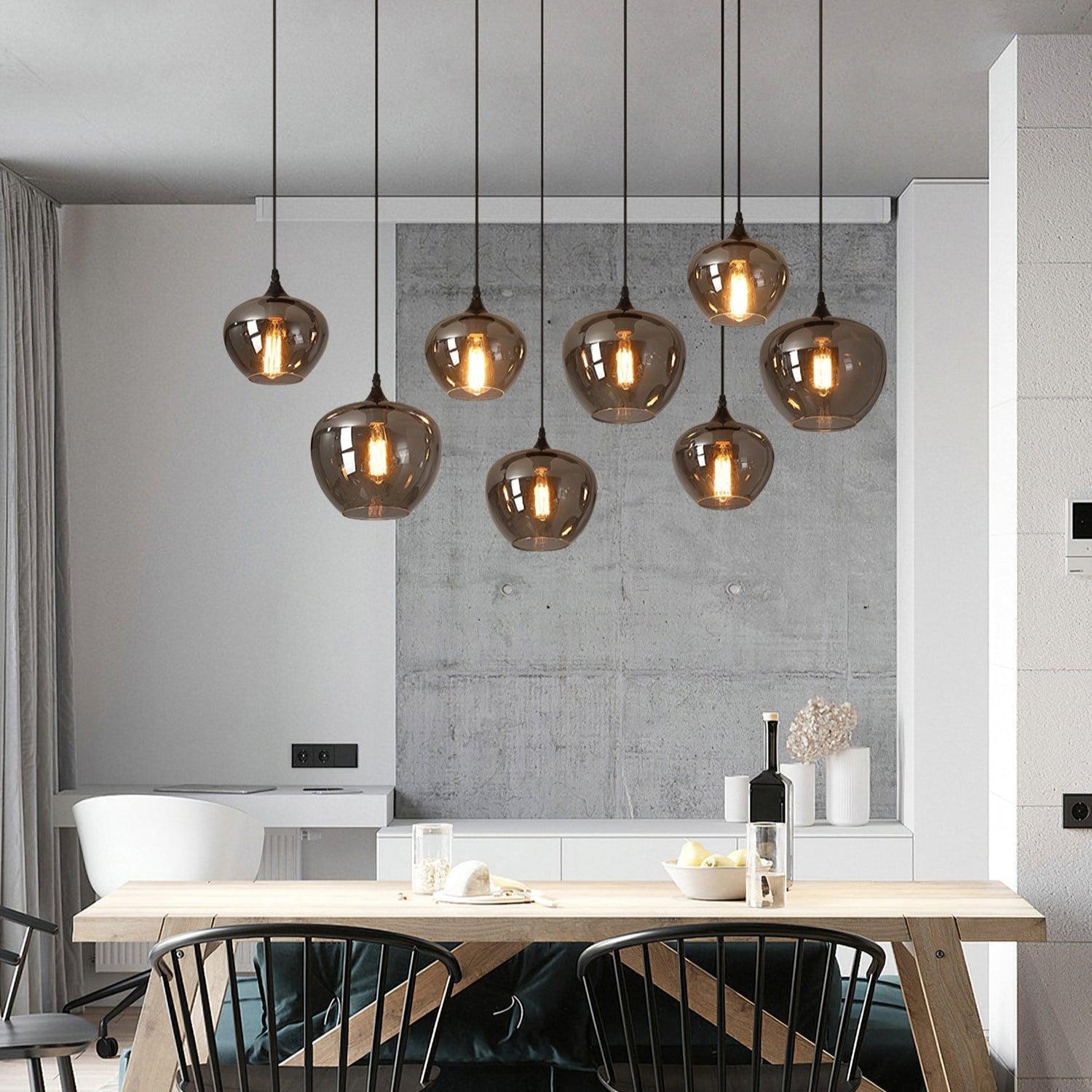 June Minimalist Bottle Glass Pendant Light Smoke Gray | Fioriscas
