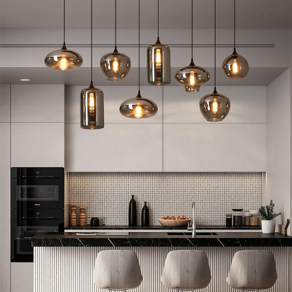 June Minimalist Bottle Glass Pendant Light Smoke Gray | Fioriscas
