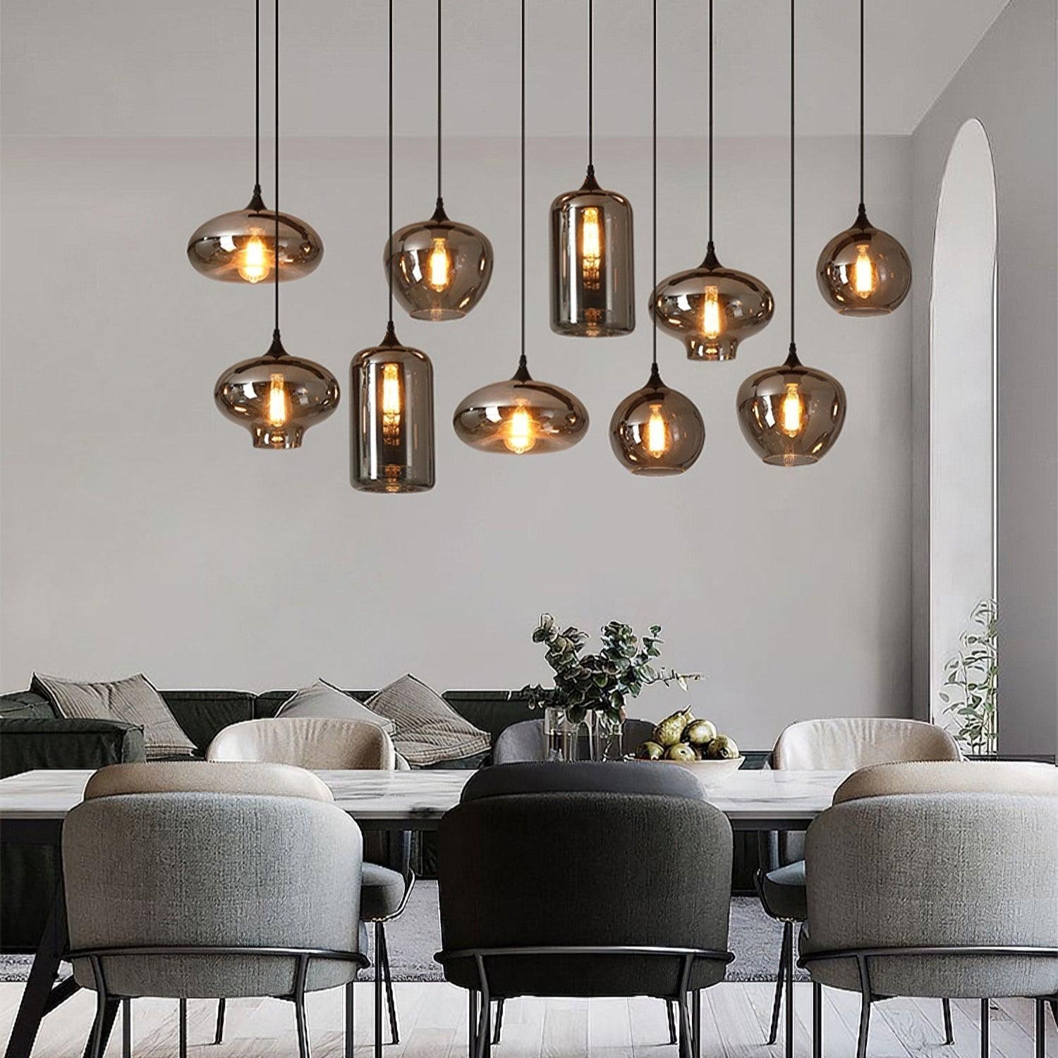 June Minimalist Bottle Glass Pendant Light Smoke Gray | Fioriscas