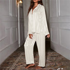 Ensemble de pyjama en soie pour femmes, haut de nuit à manches longues et pantalon NovaSilk