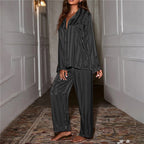 Ensemble de pyjama en soie pour femmes, haut de nuit à manches longues et pantalon NovaSilk