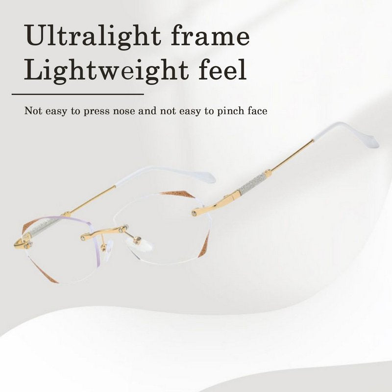 Gafas de lectura con filtro de luz azul, diseño Aurena sin montura con diamantes