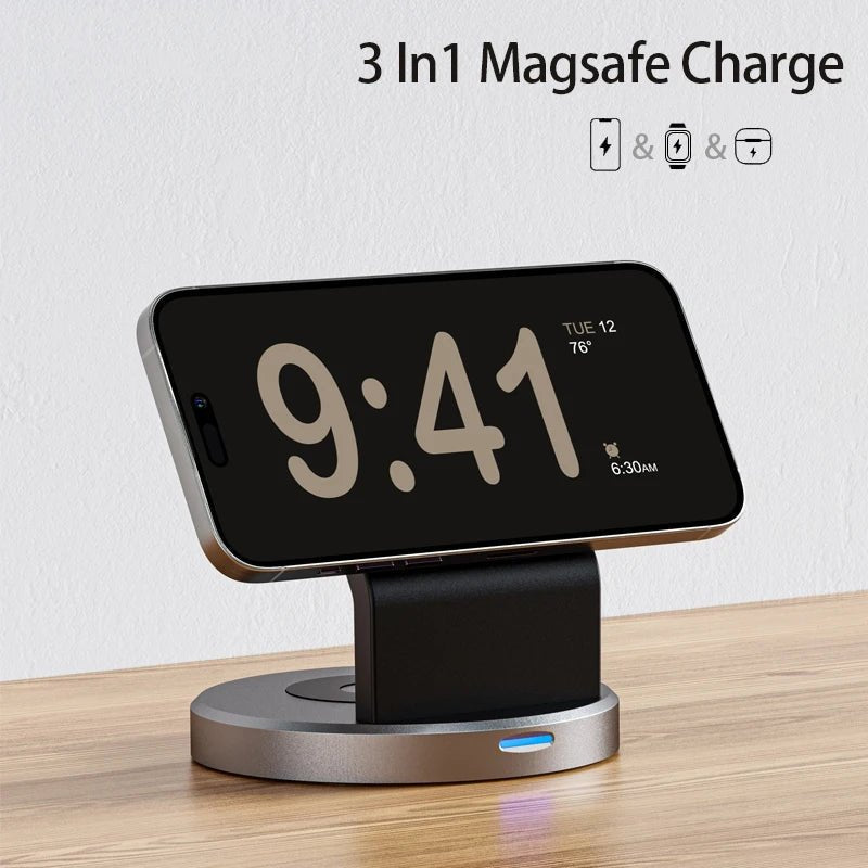 3-in-1 Magnetic Charging Station for iPhone, Watch & AirPods - Fioriscas