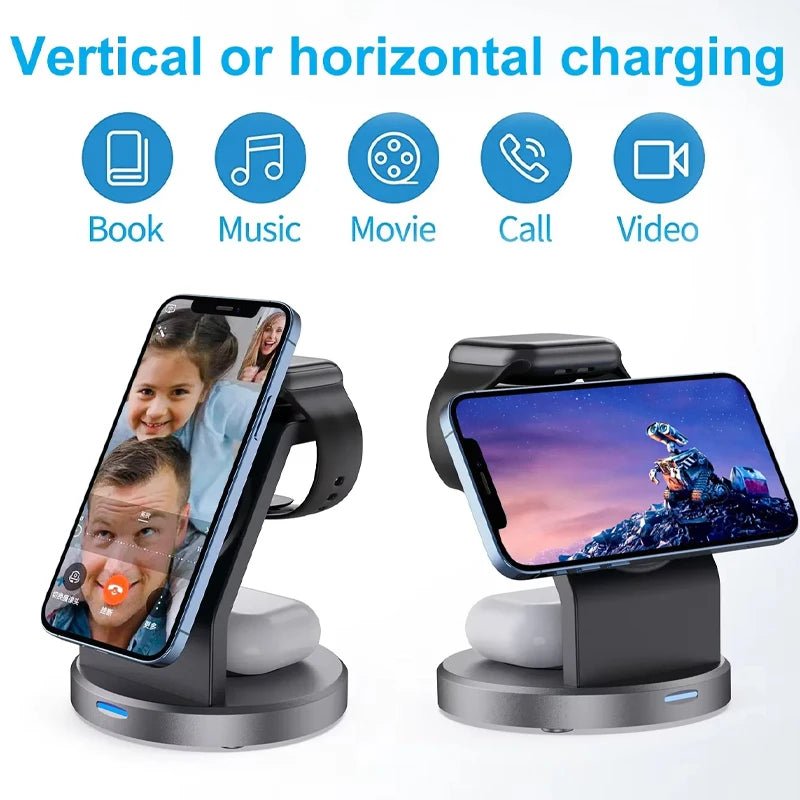 3-in-1 Magnetic Charging Station for iPhone, Watch & AirPods - Fioriscas