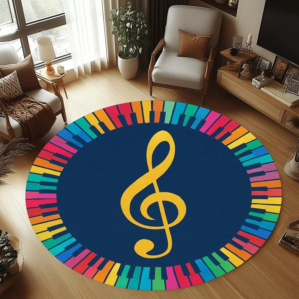 Tapete redondo de flanela para guitarra, antiderrapante e lavável à máquina para quarto infantil - Fioriscas