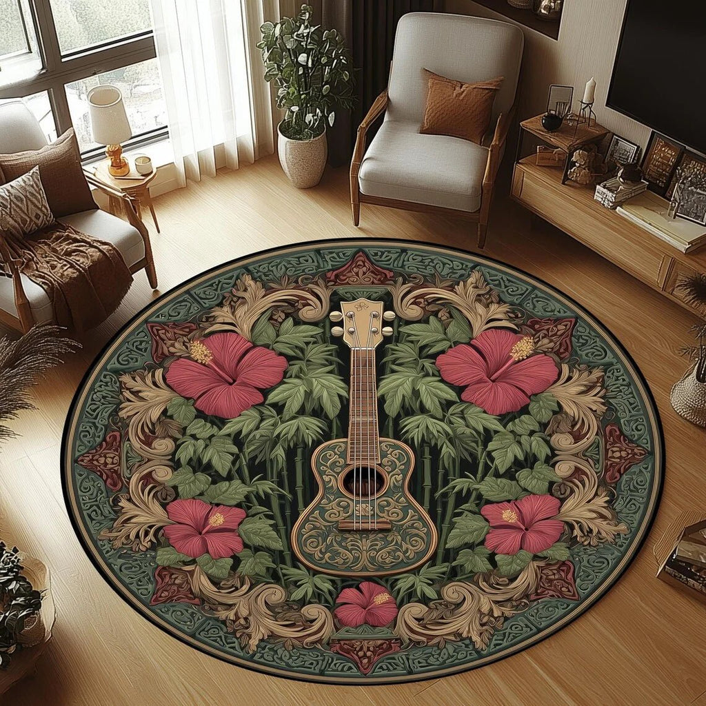 Tapete redondo de flanela para guitarra, antiderrapante e lavável à máquina para quarto infantil - Fioriscas