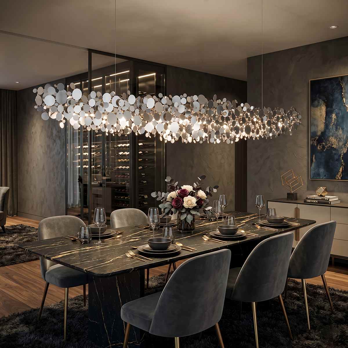 Lustre Luxori Disc avec finition or et chrome pour intérieurs modernes