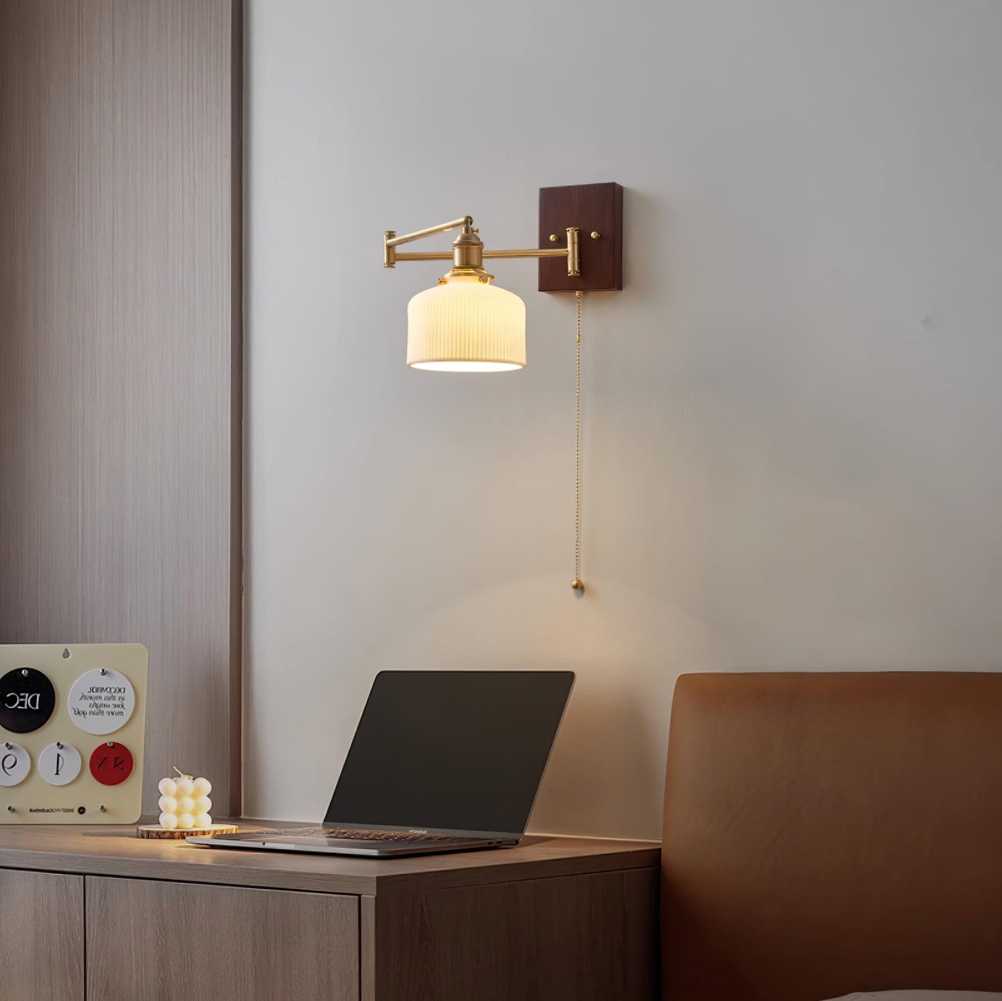 Artistic Walnut Brass Wall Sconce Adjustable Arm Vintage | Fioriscas