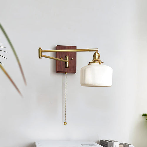 Artistic Walnut Brass Wall Sconce Adjustable Arm Vintage | Fioriscas