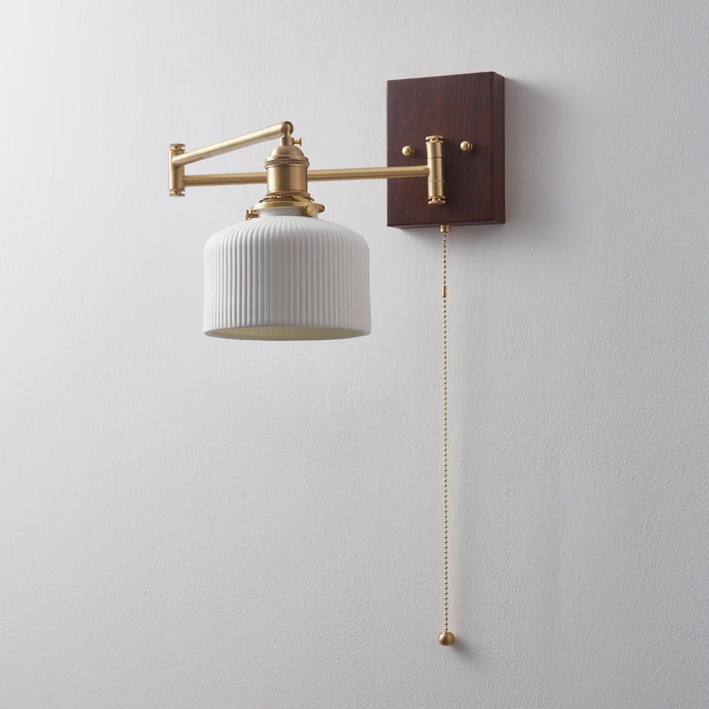 Artistic Walnut Brass Wall Sconce Adjustable Arm Vintage | Fioriscas
