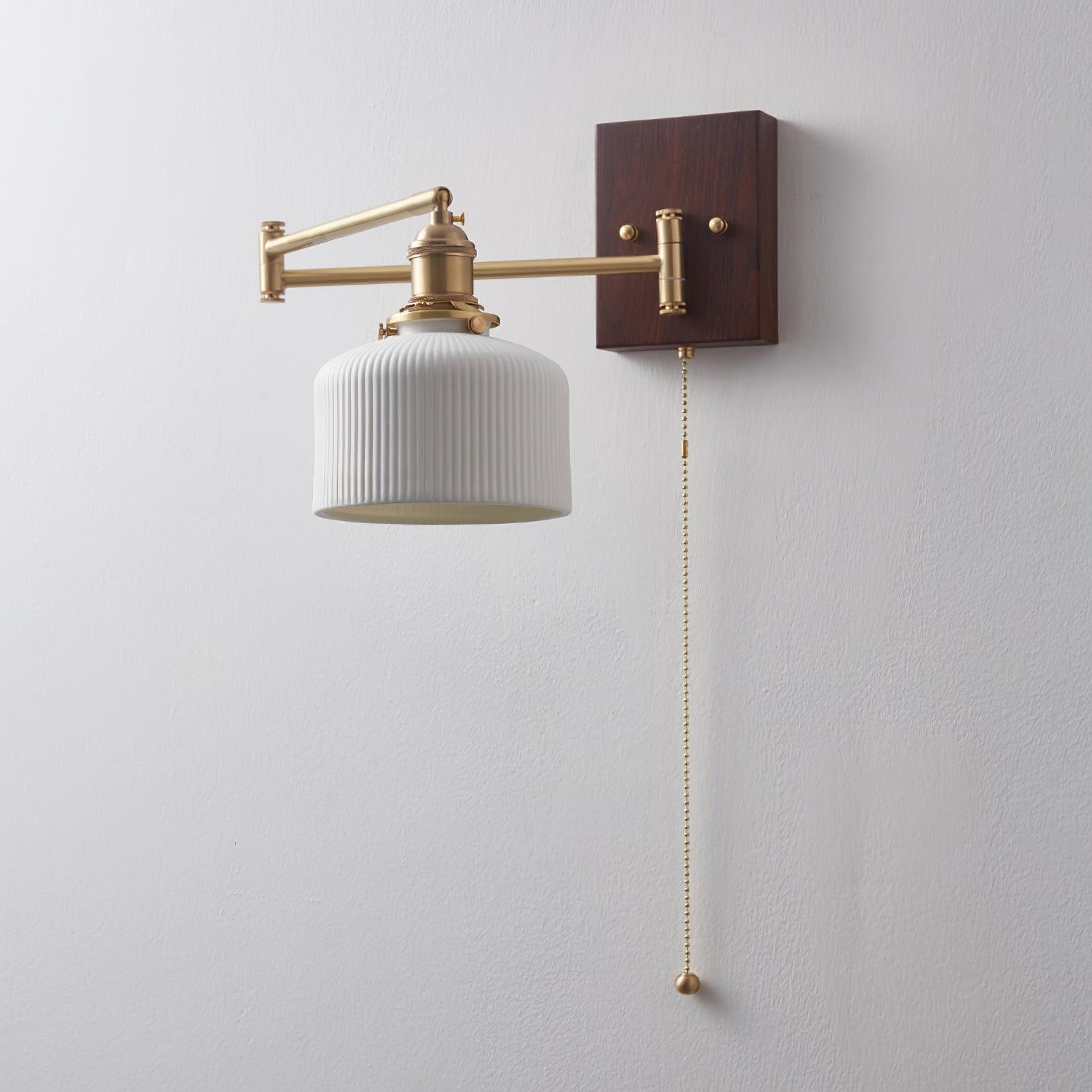 Artistic Walnut Brass Wall Sconce Adjustable Arm Vintage | Fioriscas