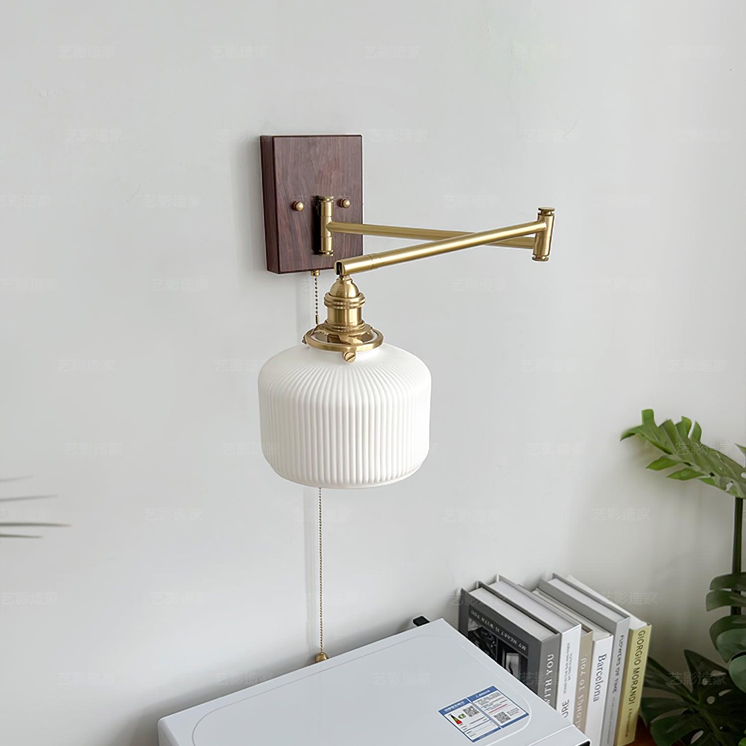 Artistic Walnut Brass Wall Sconce Adjustable Arm Vintage | Fioriscas
