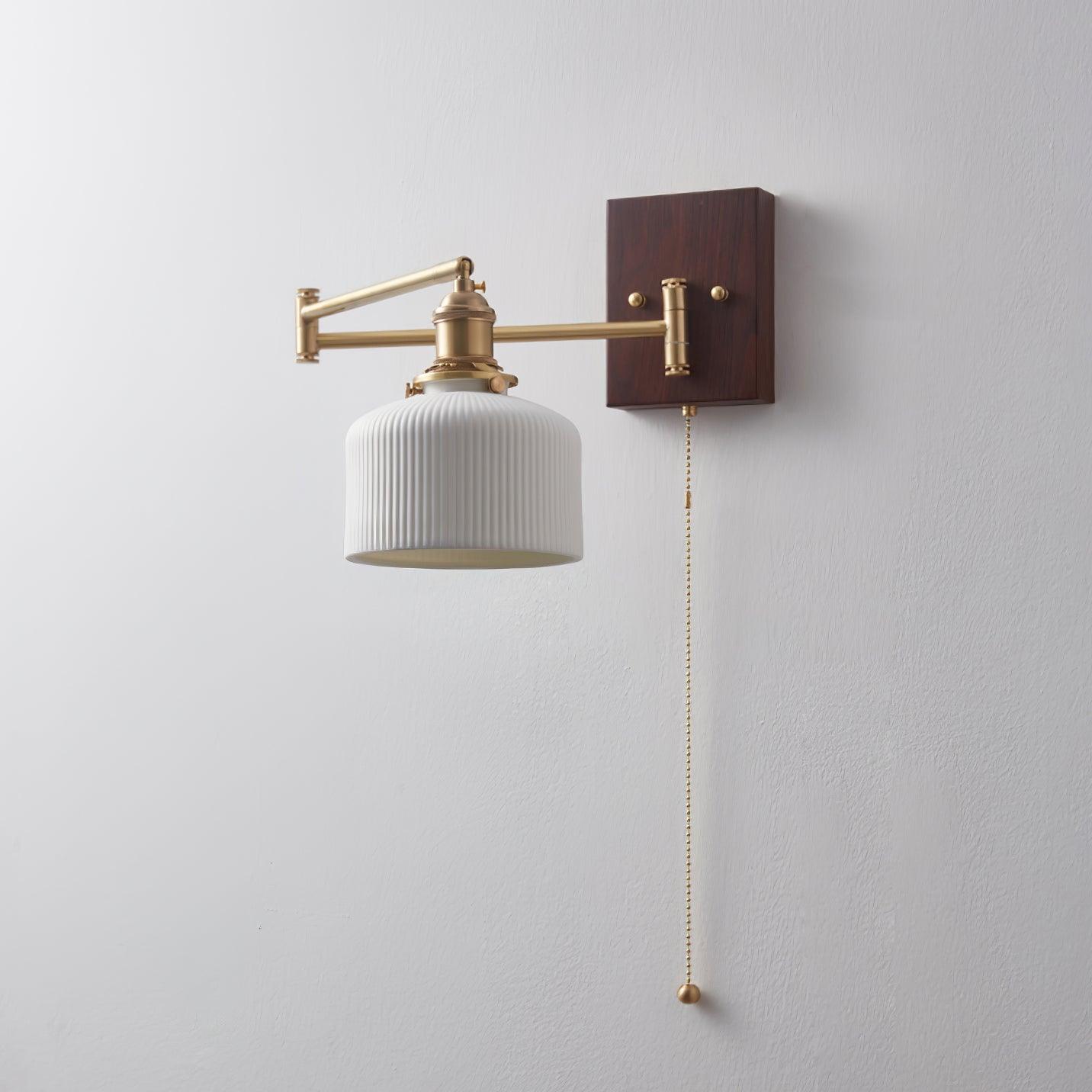 Artistic Walnut Brass Wall Sconce Adjustable Arm Vintage | Fioriscas