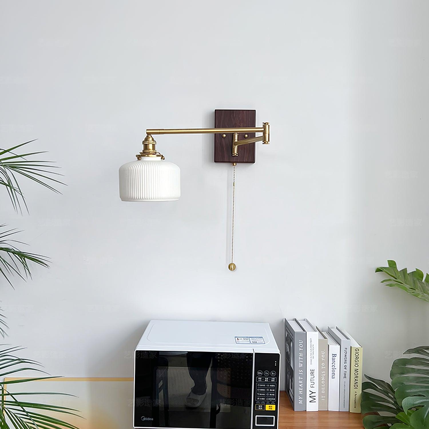 Artistic Walnut Brass Wall Sconce Adjustable Arm Vintage | Fioriscas