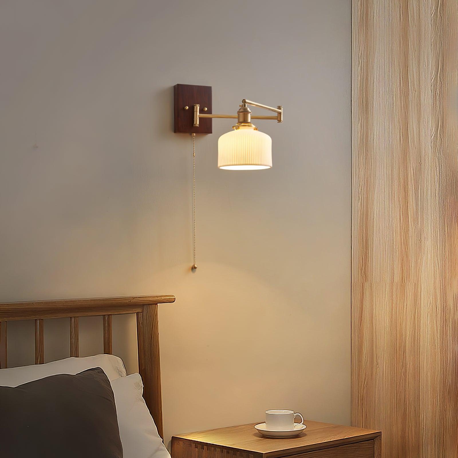 Artistic Walnut Brass Wall Sconce Adjustable Arm Vintage | Fioriscas