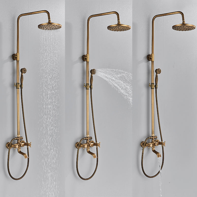 Vintage Copper Shower Faucet Set with Brass Thermostatic Valve