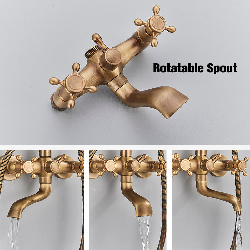Vintage Copper Shower Faucet Set with Brass Thermostatic Valve