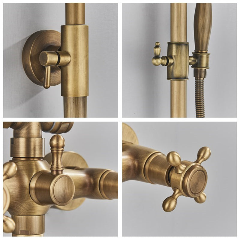 Vintage Copper Shower Faucet Set with Brass Thermostatic Valve