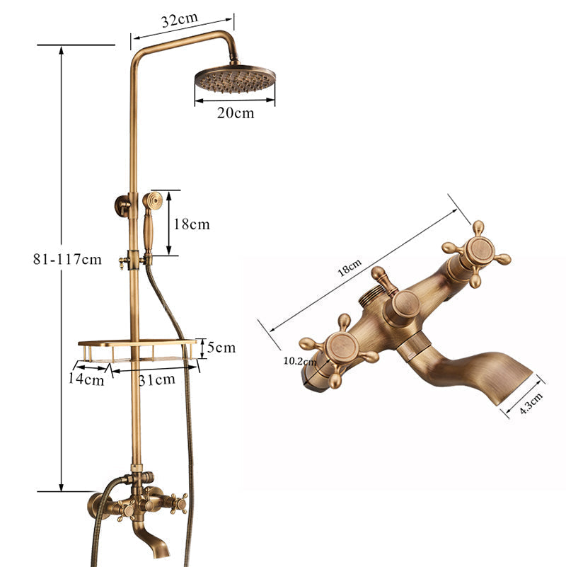 Vintage Copper Shower Faucet Set with Brass Thermostatic Valve