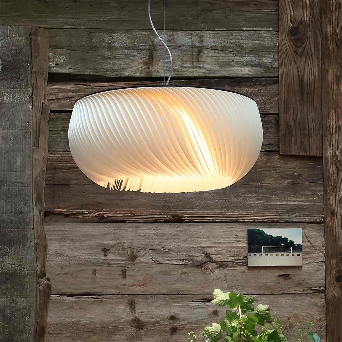 Aurelia Wave Chandelier With White Acrylic Shade And Parchment Glow