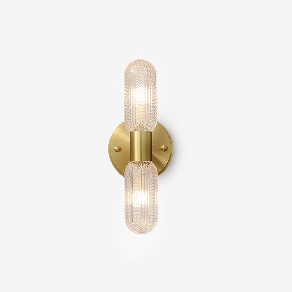 Evania Brass and Textured Glass Double Light Wall Sconce | Fioriscas