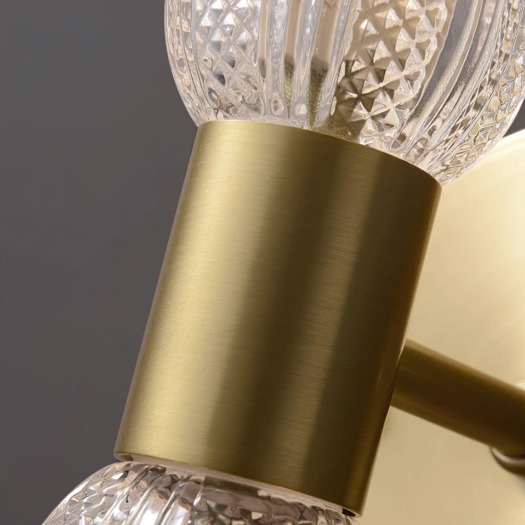 Evania Brass and Textured Glass Double Light Wall Sconce | Fioriscas