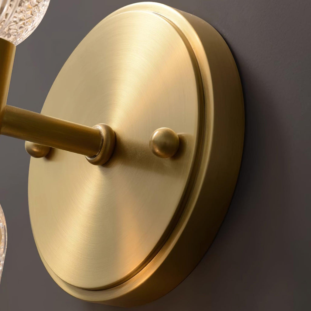 Evania Brass and Textured Glass Double Light Wall Sconce | Fioriscas