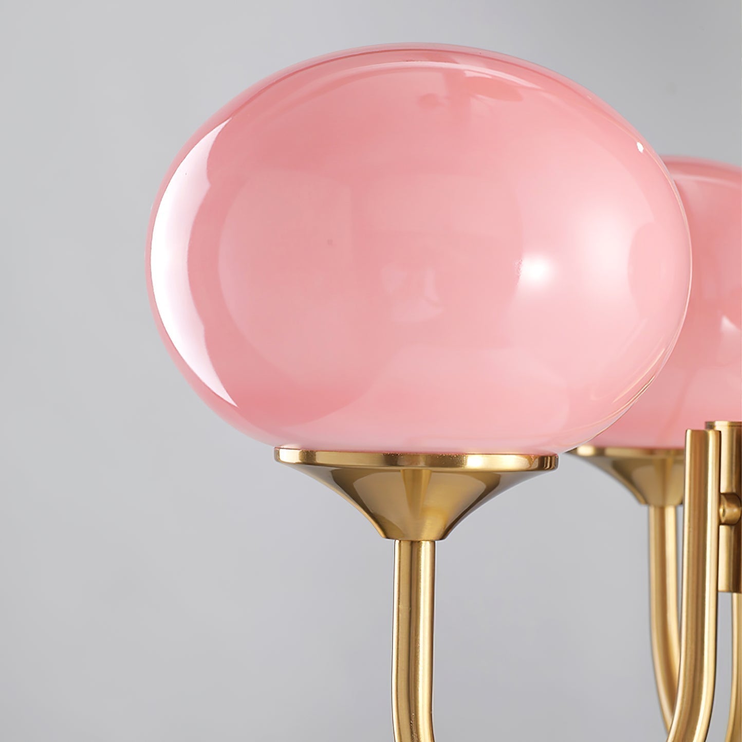 Candeeiro de Teto Alora em Vidro, Abajures Rosa Pálido, Cobre ou Cromo, 3 ou 5 Lâmpadas