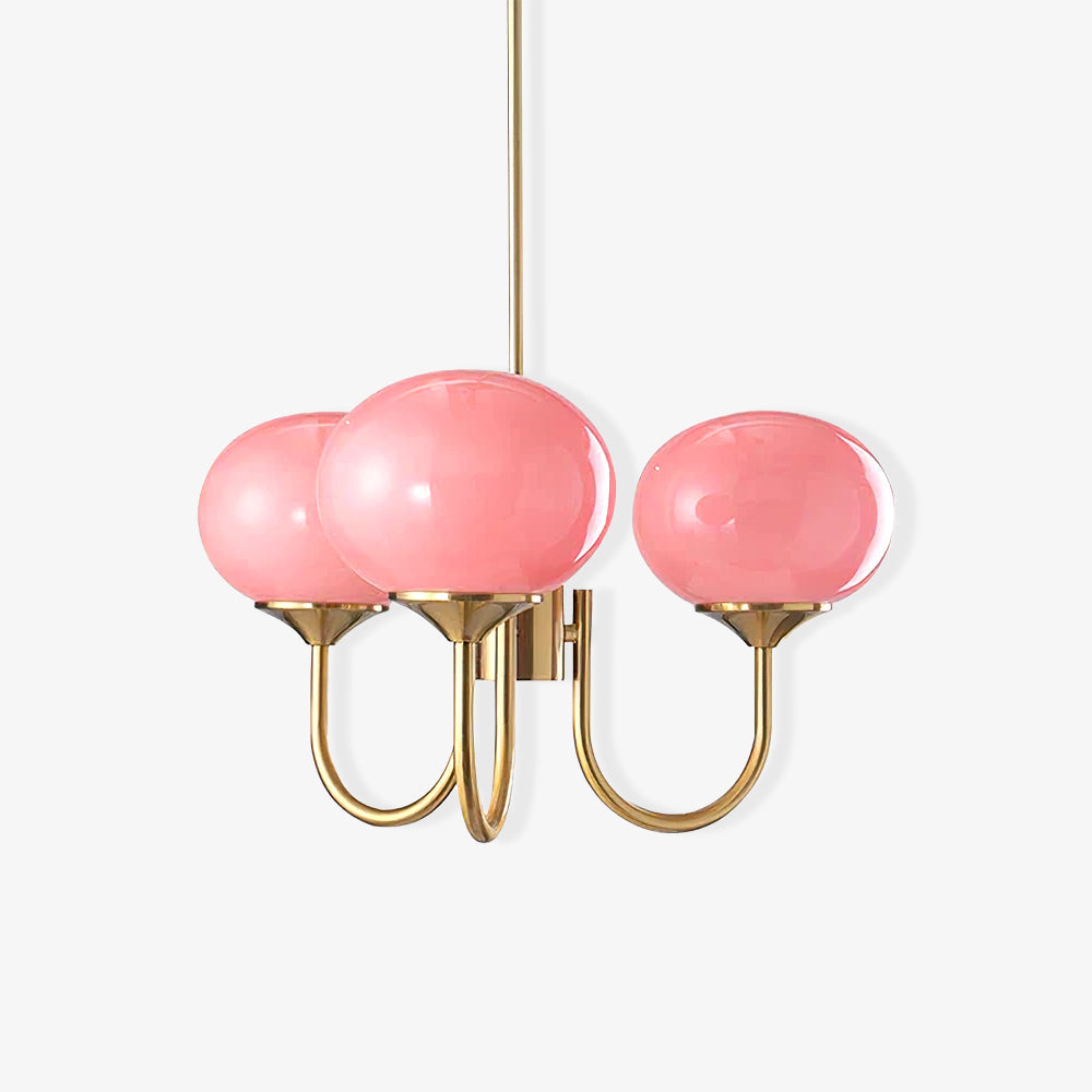 Candeeiro de Teto Alora em Vidro, Abajures Rosa Pálido, Cobre ou Cromo, 3 ou 5 Lâmpadas