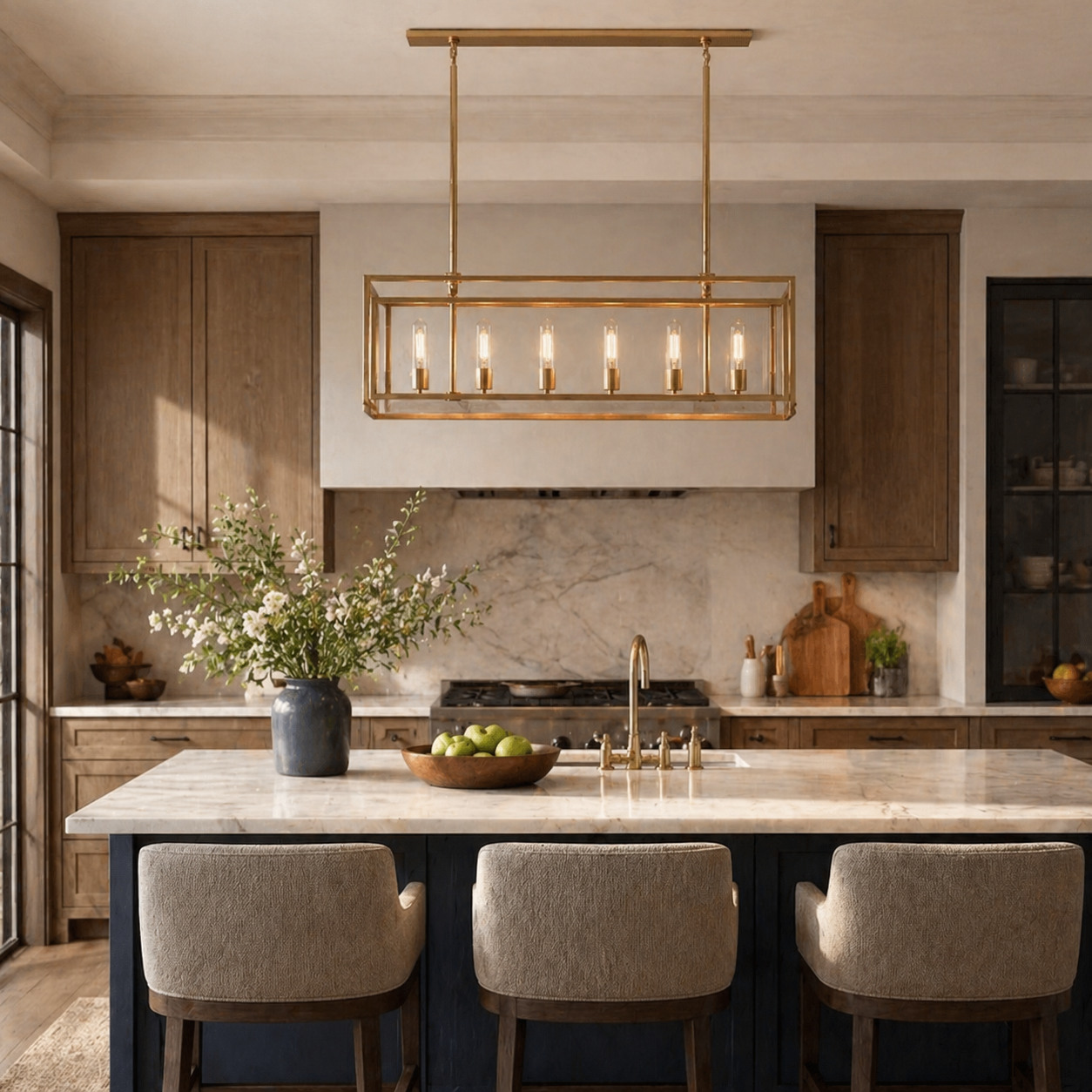 AeroLumen Linear Modern Lantern Chandelier With Floating Glass Panels