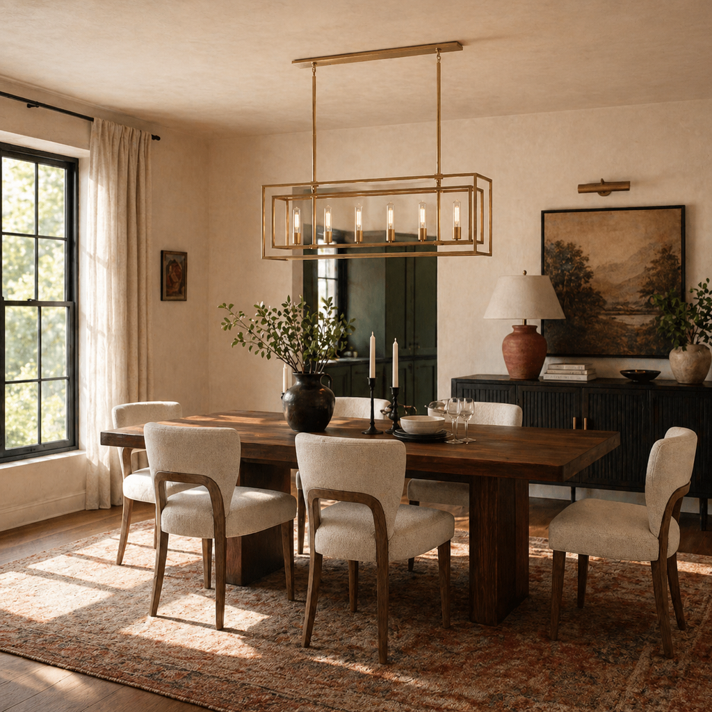 AeroLumen Linear Modern Lantern Chandelier With Floating Glass Panels