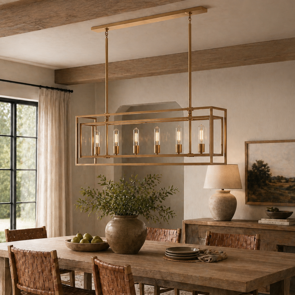 AeroLumen Linear Modern Lantern Chandelier With Floating Glass Panels