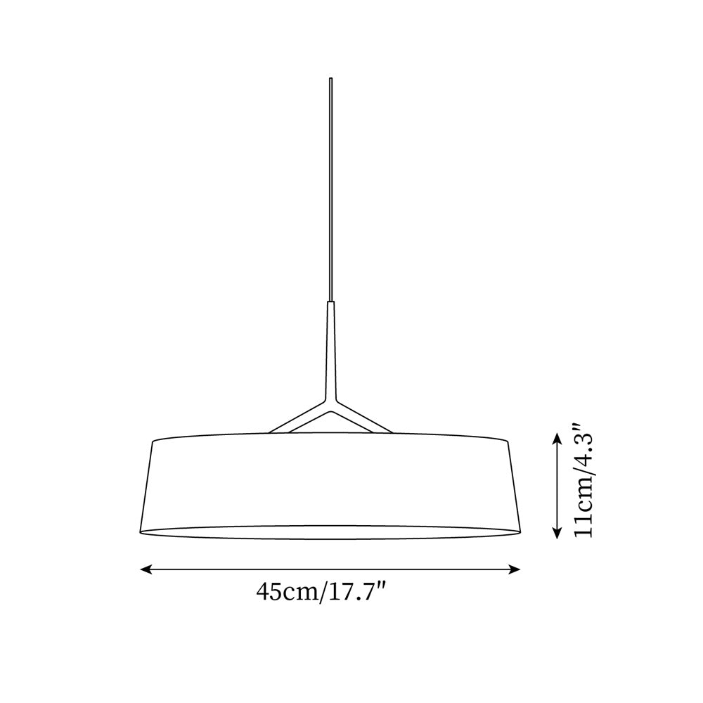Pendant Light White Fabric Drum Black | Fioriscas