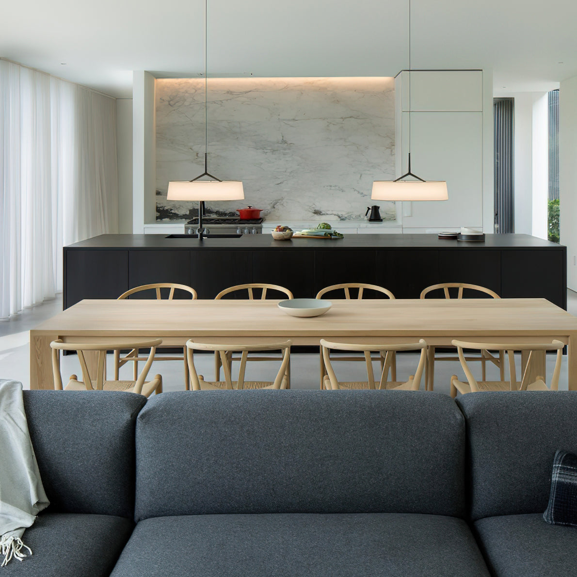 Pendant Light White Fabric Drum Black | Fioriscas