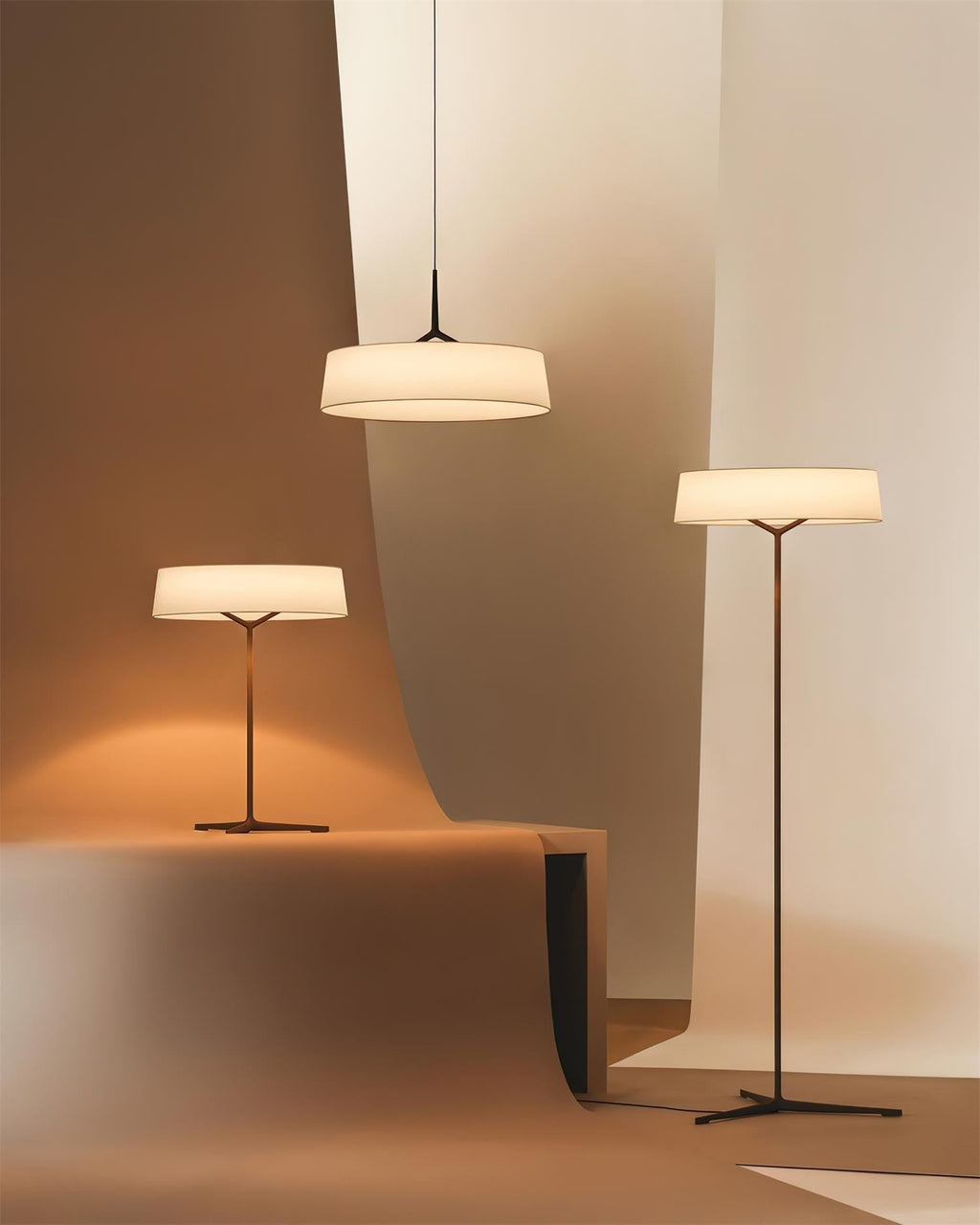 Pendant Light White Fabric Drum Black | Fioriscas