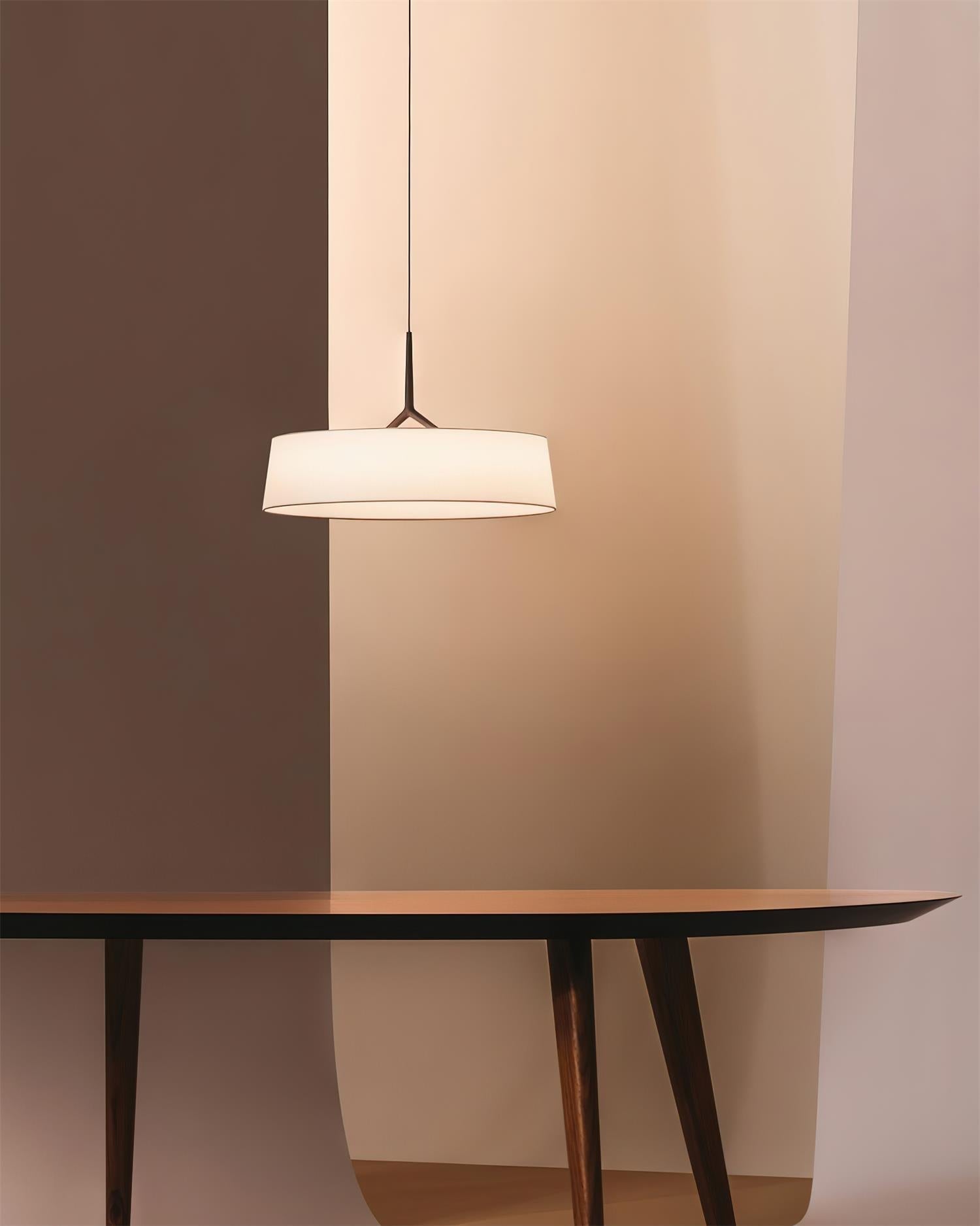 Pendant Light White Fabric Drum Black | Fioriscas