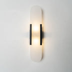 Candeeiro de parede em alabastro natural, luz quente, acabamento em latão ou cobre