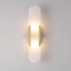 Candeeiro de parede em alabastro natural, luz quente, acabamento em latão ou cobre