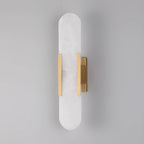 Candeeiro de parede em alabastro natural, luz quente, acabamento em latão ou cobre