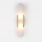 Candeeiro de parede em alabastro natural, luz quente, acabamento em latão ou cobre