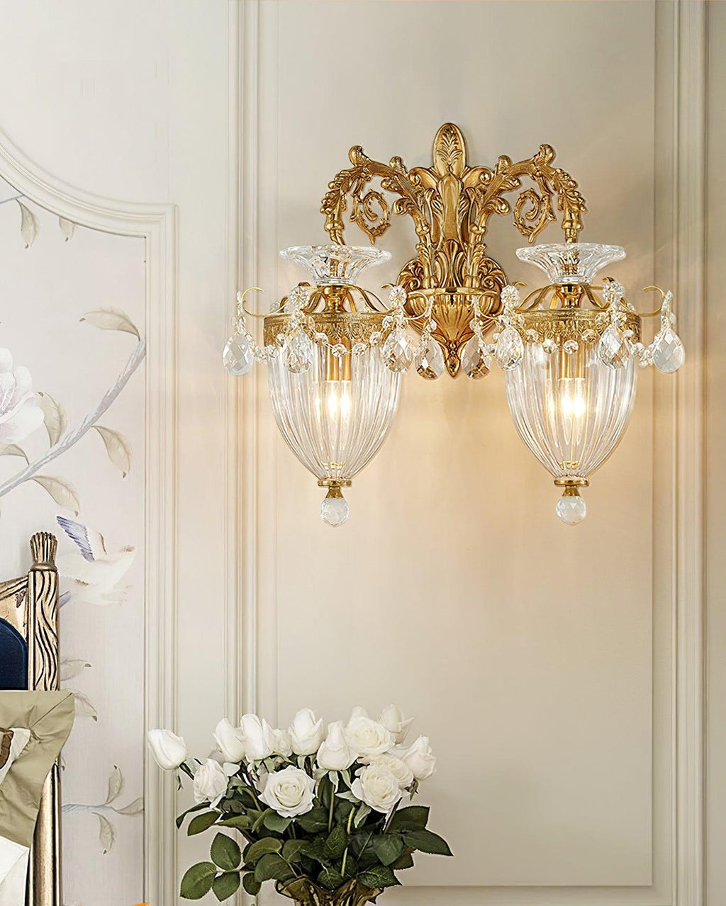 Elosia Gold Double Wall Lamp | Fioriscas