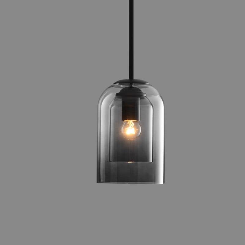 Asteria Duo-pendellampe i lagdelt glass, røykgrå og rustfarget