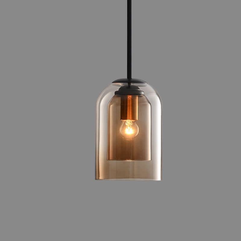 Asteria Duo-pendellampe i lagdelt glass, røykgrå og rustfarget